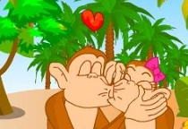 Cute Monkey Kissing