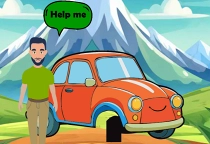 Aid Man In Fixing Car